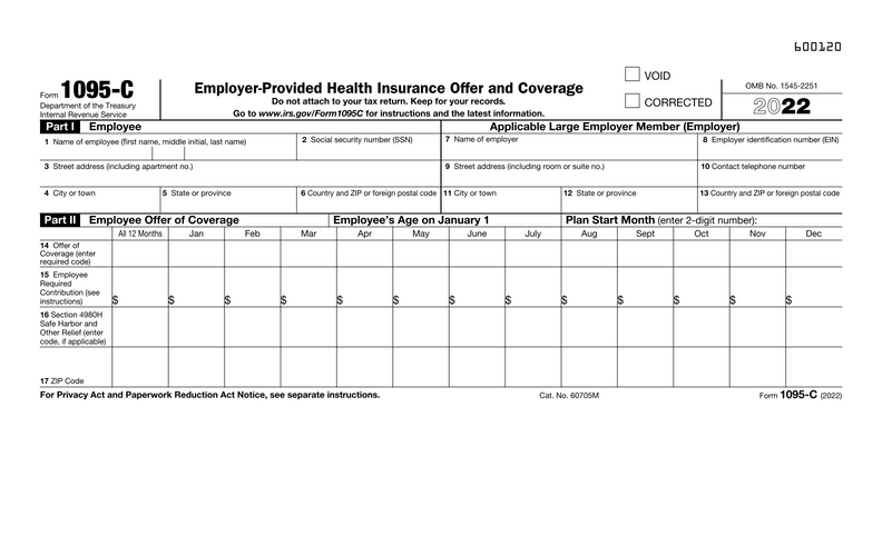 Document: Form 1095-C (Employer-Provided Health Insurance Offer and Coverage)